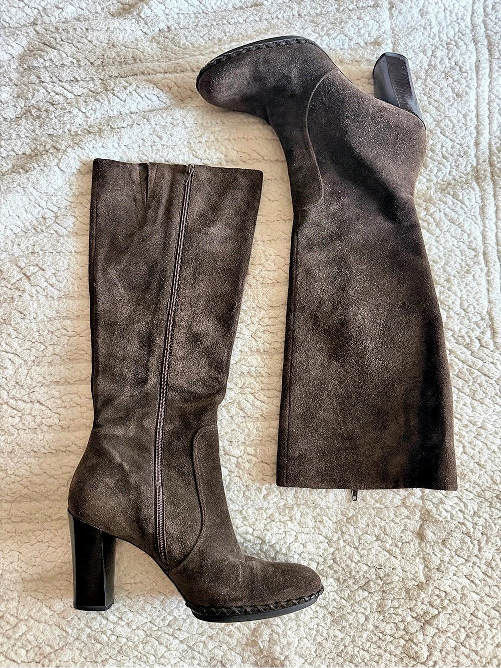 Vintage Via Spiga Genuine Suede Brown Heeled Boots Size 7